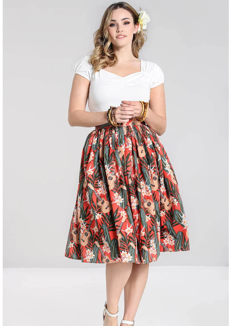 Hell Bunny Ukulele 50's Swing Skirt Orange