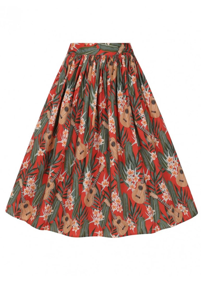 Hell Bunny Ukulele 50's Swing Skirt Orange