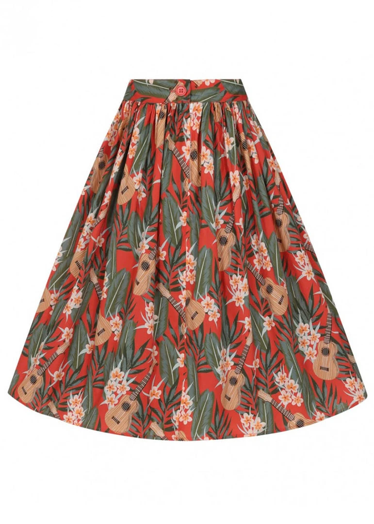 Hell Bunny Ukulele 50's Swing Skirt Orange