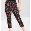 Hell Bunny Sweetie Cherry Cigarette 50's Trousers Black