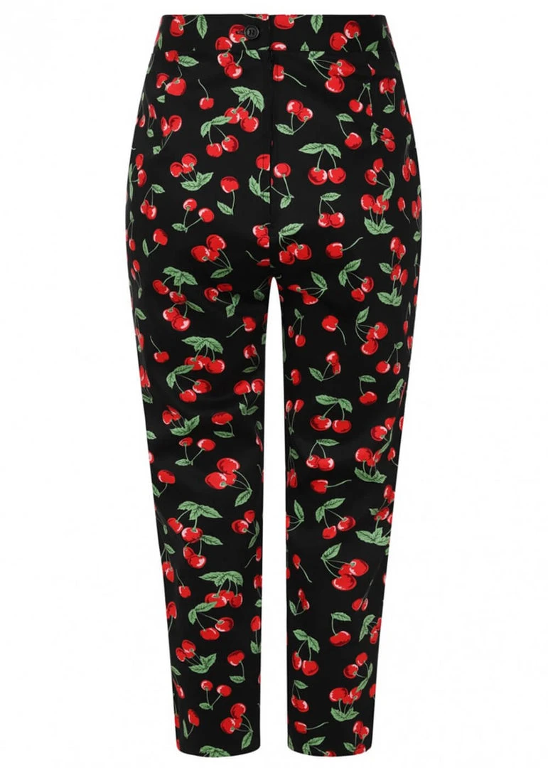 Hell Bunny Sweetie Cherry Cigarette 50's Trousers Black