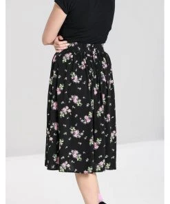 Hell Bunny Bobby Sue Rose 40's Swing Skirt Black