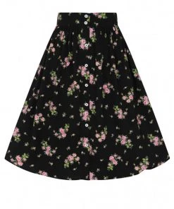 Hell Bunny Bobby Sue Rose 40's Swing Skirt Black