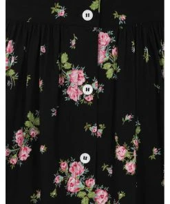 Hell Bunny Bobby Sue Rose 40's Swing Skirt Black