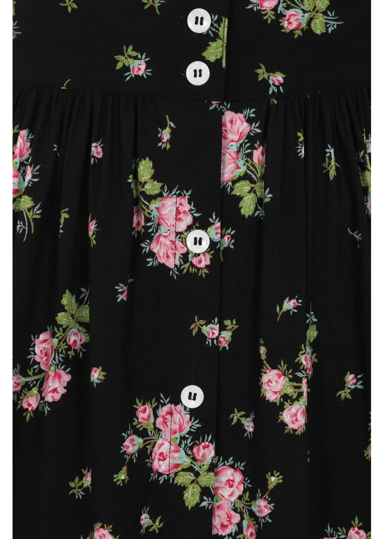 Hell Bunny Bobby Sue Rose 40's Swing Skirt Black