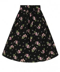 Hell Bunny Bobby Sue Rose 40's Swing Skirt Black