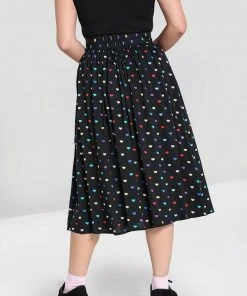 Hell Bunny True Love Hearts 50's Swing Skirt Black