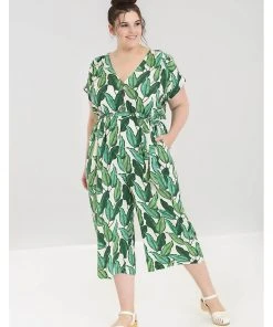 Hell Bunny Rainforest 70's Jumpsuit Ivory New In