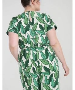 Hell Bunny Rainforest 70's Jumpsuit Ivory New In