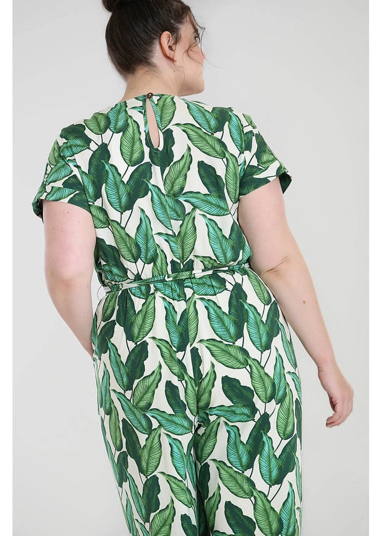 Hell Bunny Rainforest 70's Jumpsuit Ivory New In