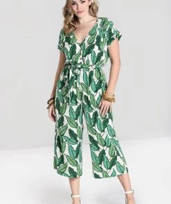 Hell Bunny Rainforest 70's Jumpsuit Ivory New In