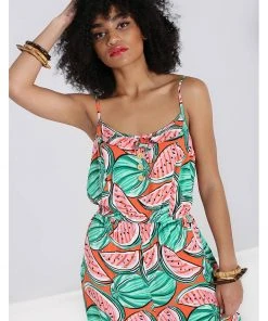 New In Hell Bunny Melonie 70's Jumpsuit Orange Colour