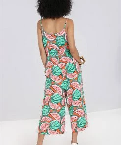 New In Hell Bunny Melonie 70's Jumpsuit Orange Colour