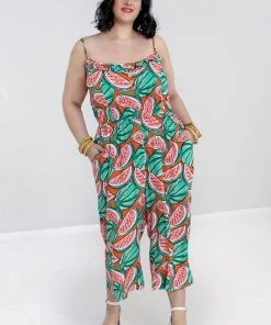 New In Hell Bunny Melonie 70's Jumpsuit Orange Colour