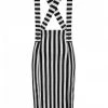 Hell Bunny Otho 40's Pinafore Pencil Skirt Black White New In