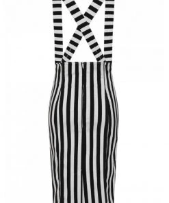 Hell Bunny Otho 40's Pinafore Pencil Skirt Black White New In