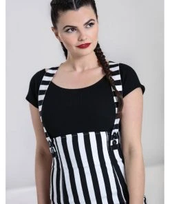 Hell Bunny Otho 40's Pinafore Pencil Skirt Black White New In