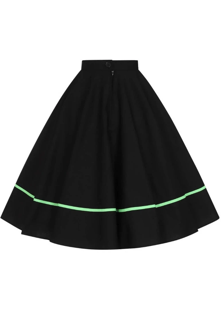 New In Hell Bunny Miss Muffet Spiderweb 50's Swing Skirt Black Green