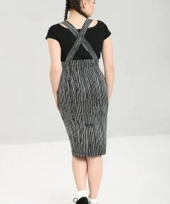 Hell Bunny Regan 50's Pinafore Pencil Skirt Black New In