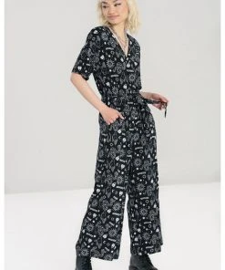 New In Hell Bunny Hello Goodbye Ouija Jumpsuit Black