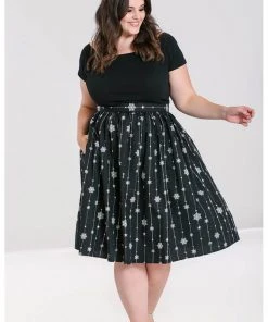 Hell Bunny Belle Snowflake 50's Swing Skirt Black