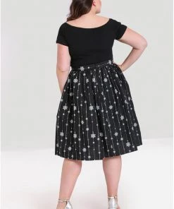 Hell Bunny Belle Snowflake 50's Swing Skirt Black