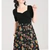 New In Hell Bunny Aurelia 40's A-Line Skirt Black