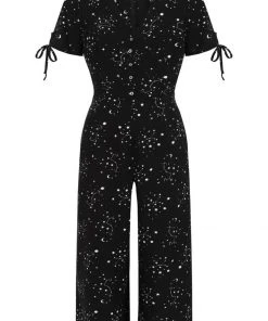 New In Hell Bunny Zodiac 70's Jumpsuit Black