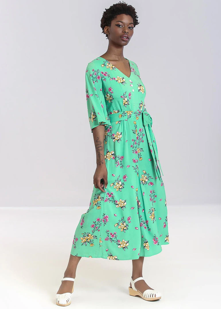 New In Hell Bunny Adelina 70's Jumpsuit Mint Green