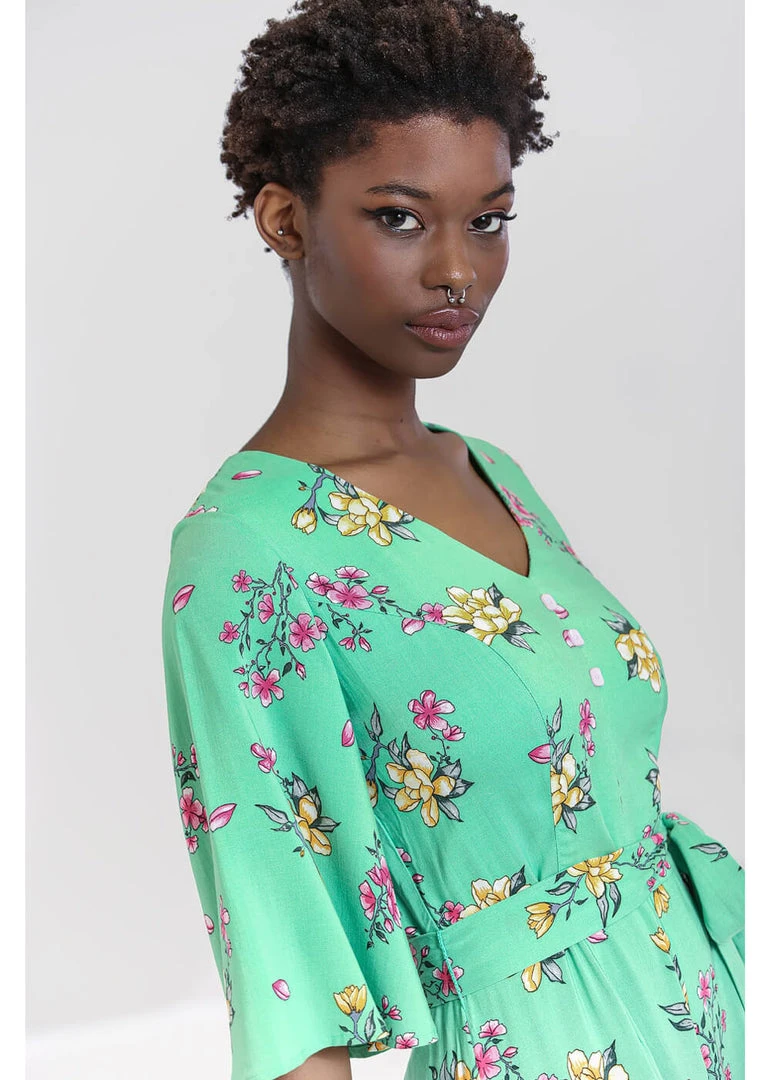 New In Hell Bunny Adelina 70's Jumpsuit Mint Green