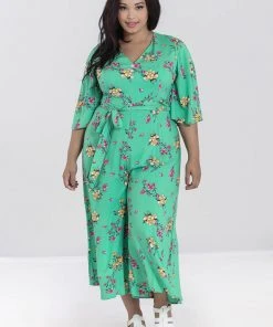 New In Hell Bunny Adelina 70's Jumpsuit Mint Green
