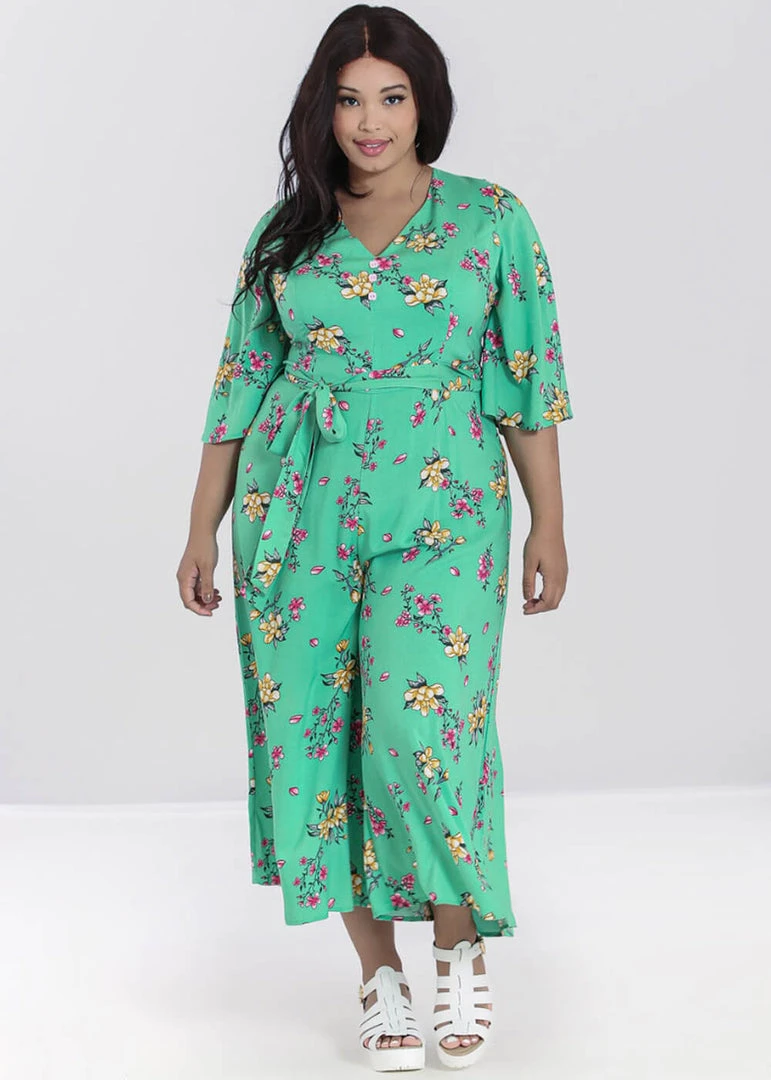 New In Hell Bunny Adelina 70's Jumpsuit Mint Green