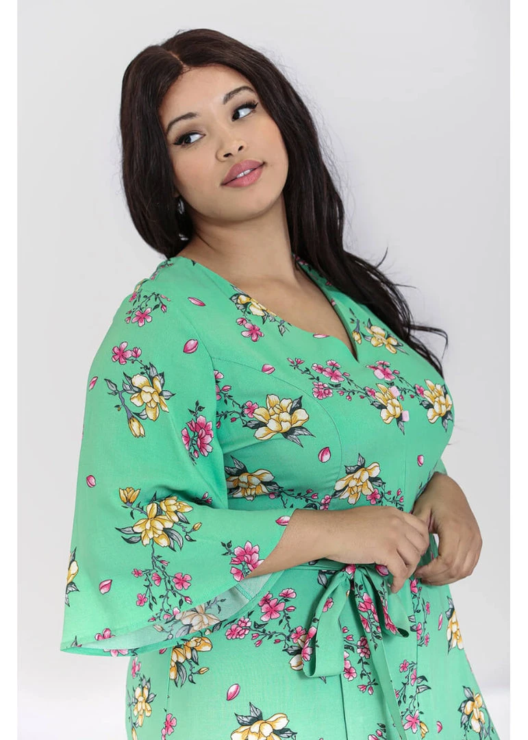 New In Hell Bunny Adelina 70's Jumpsuit Mint Green