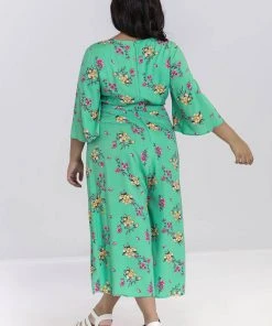 New In Hell Bunny Adelina 70's Jumpsuit Mint Green