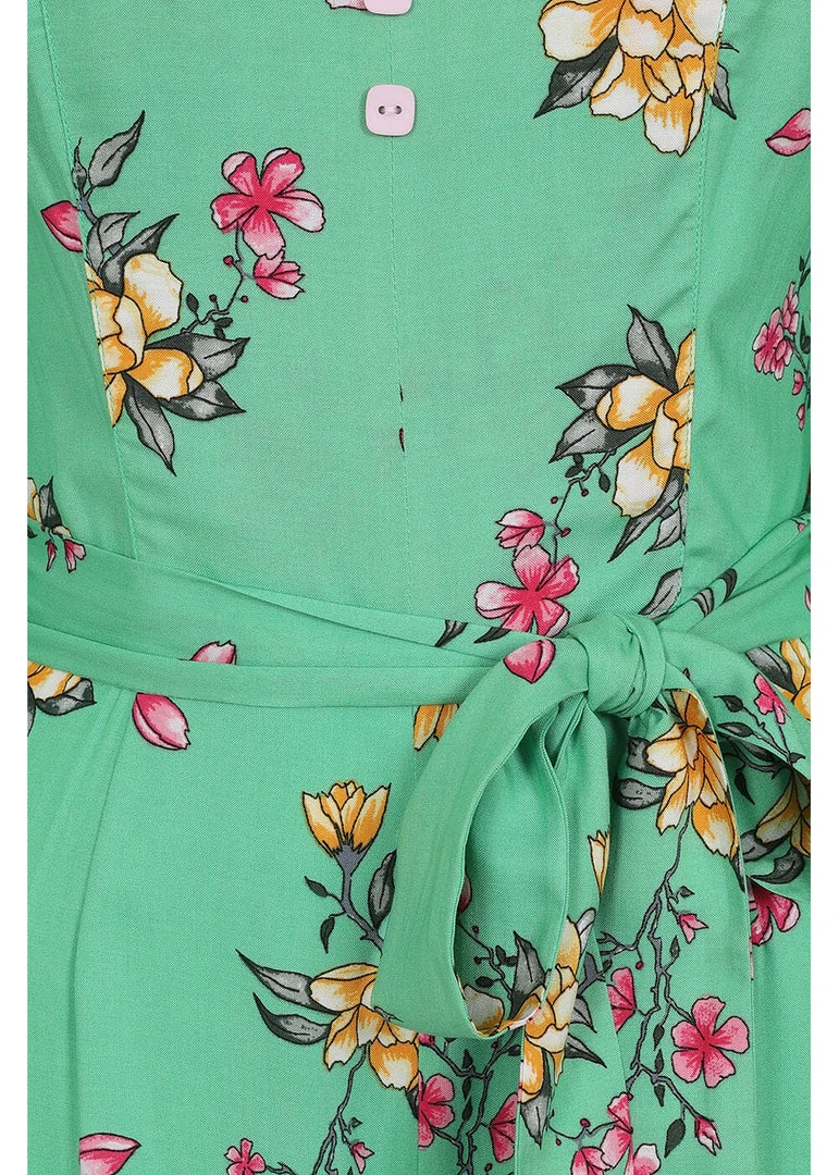 New In Hell Bunny Adelina 70's Jumpsuit Mint Green