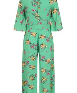 New In Hell Bunny Adelina 70's Jumpsuit Mint Green