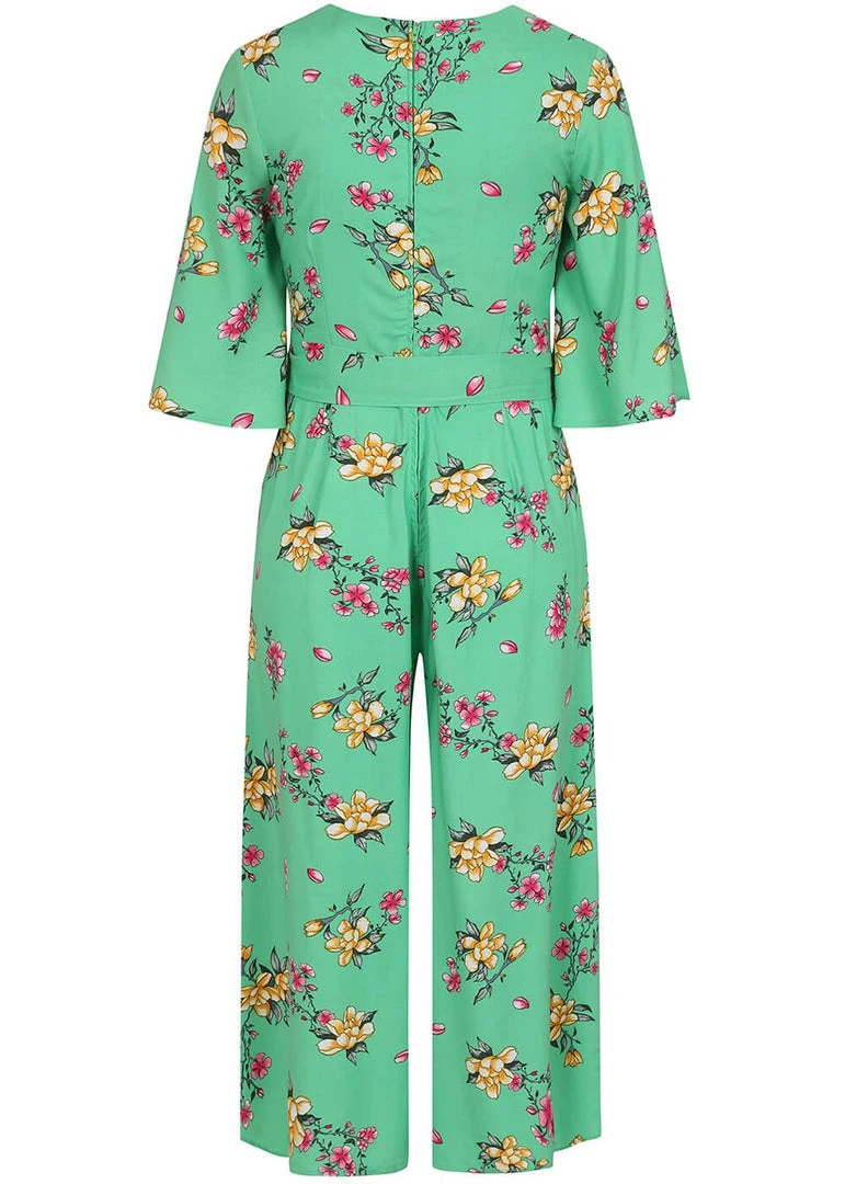 New In Hell Bunny Adelina 70's Jumpsuit Mint Green