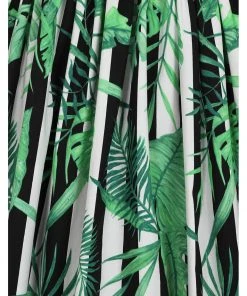 New In Hell Bunny Solana Leaves 50's Swing Skirt Black White