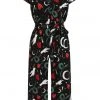 New In Hell Bunny Good Fortune Snake 70's Jumpsuit Black
