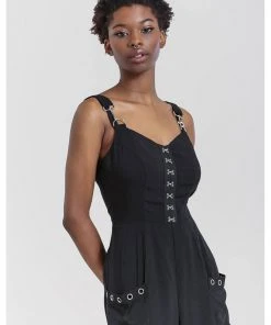 Hell Bunny Tabitha 80's Jumpsuit Black
