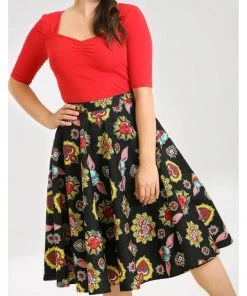 Hell Bunny Amias Sacred Heart 50's Swing Skirt Black New In