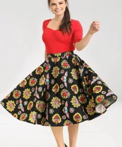 Hell Bunny Amias Sacred Heart 50's Swing Skirt Black New In