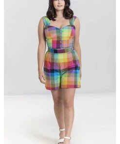 Hell Bunny Lucia Rainbow 50's Shorts Trousers Multi New In