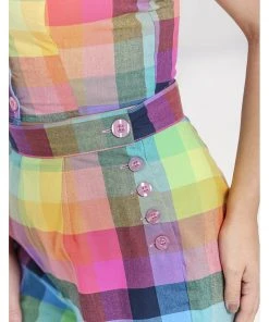 Hell Bunny Lucia Rainbow 50's Shorts Trousers Multi New In