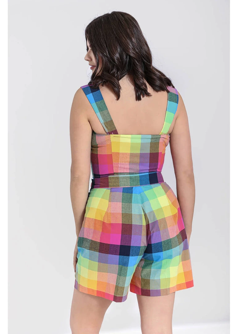 Hell Bunny Lucia Rainbow 50's Shorts Trousers Multi New In