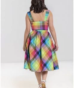 New In Hell Bunny Lucia Rainbow 50's Swing Skirt Multi