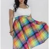 New In Hell Bunny Lucia Rainbow 50's Swing Skirt Multi