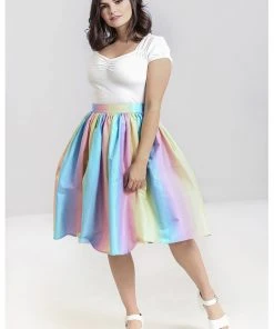 Hell Bunny Halo Ombre 50's Rainbow Swing Skirt Multi New In
