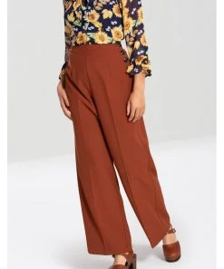 Hell Bunny Ginger 40's Swing Trousers Brown New In