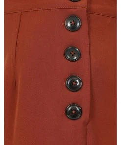 Hell Bunny Ginger 40's Swing Trousers Brown New In